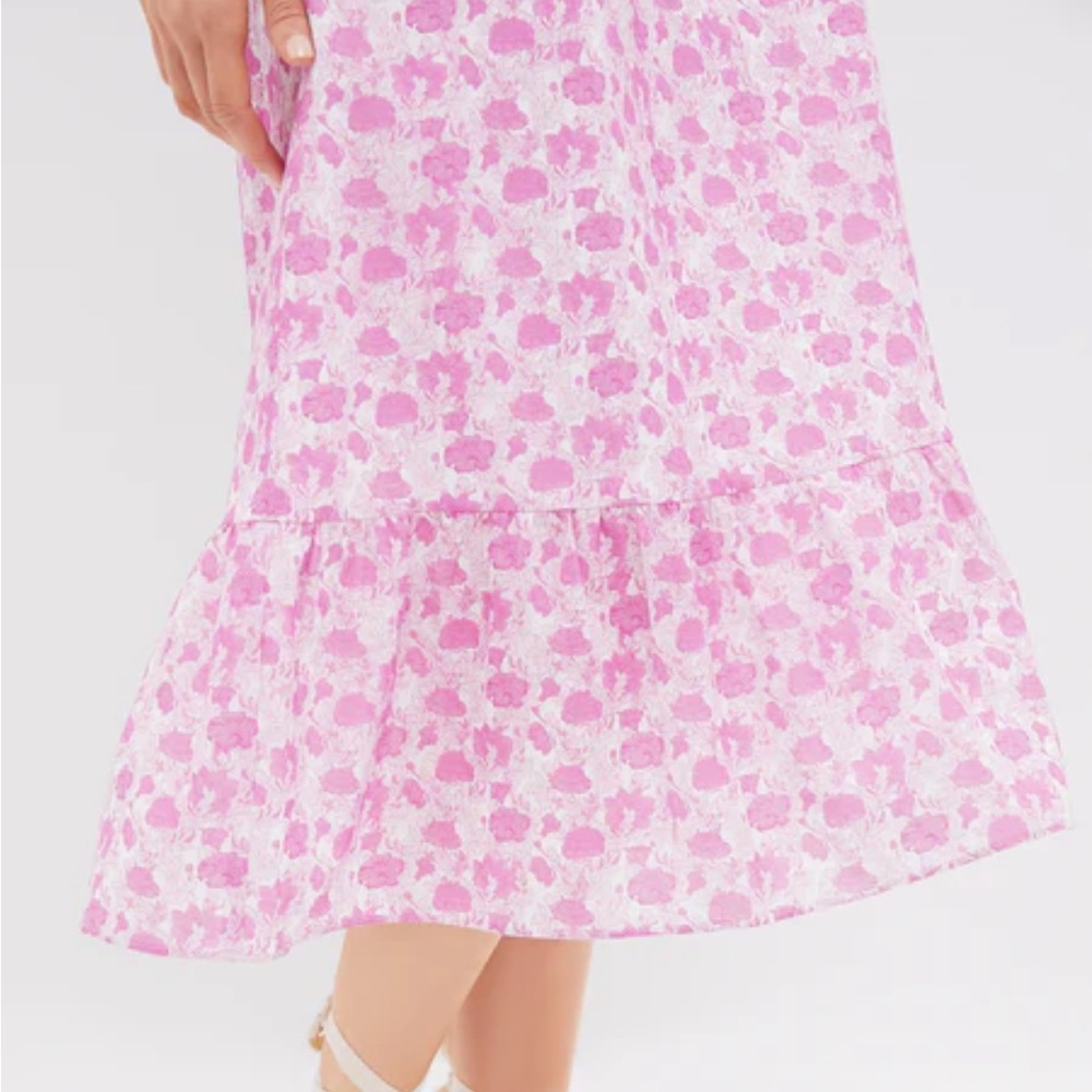 🌸 HYACINTH HOUSE Pink and White Floral Mimi Midi Dress XL 🌸 - Picture 3 of 9
